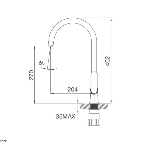 Kích thước vòi rửa chén Malloca K77C