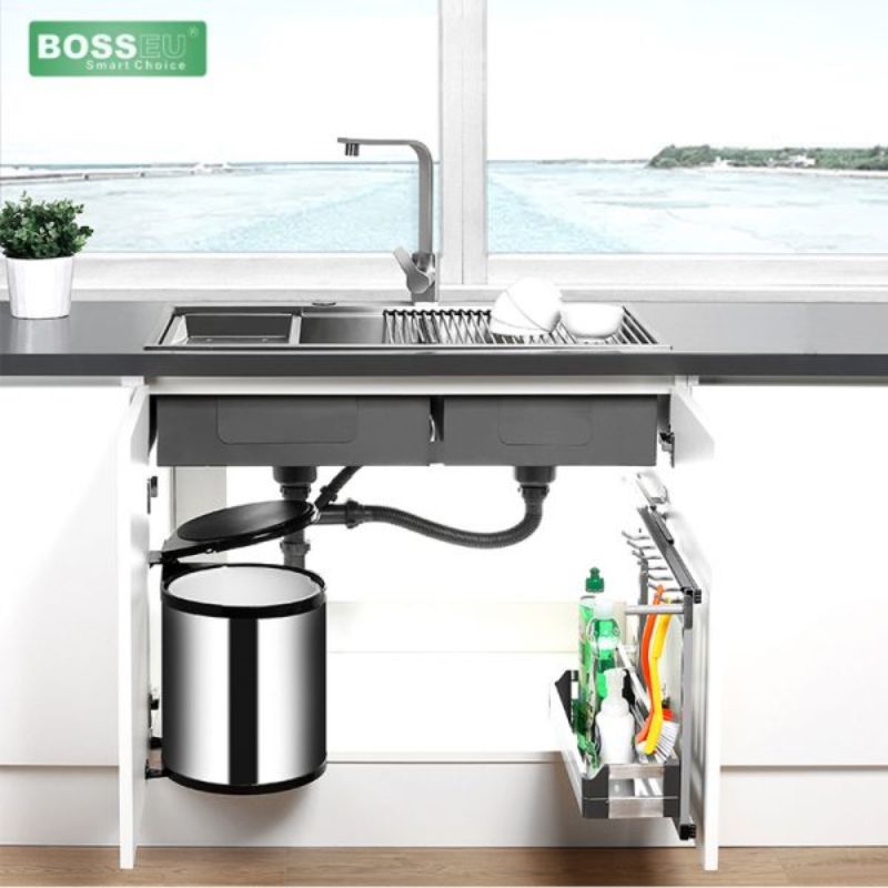 Thùng rác tròn gắn cánh tủ bếp BossEU BS108R 6 Ảnh thực tế thùng rác tròn gắn cánh tủ bếp BossEU BS108R
