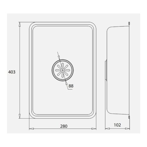 Kích thước chậu rửa nhỏ inox Kluger KSWB-402FS