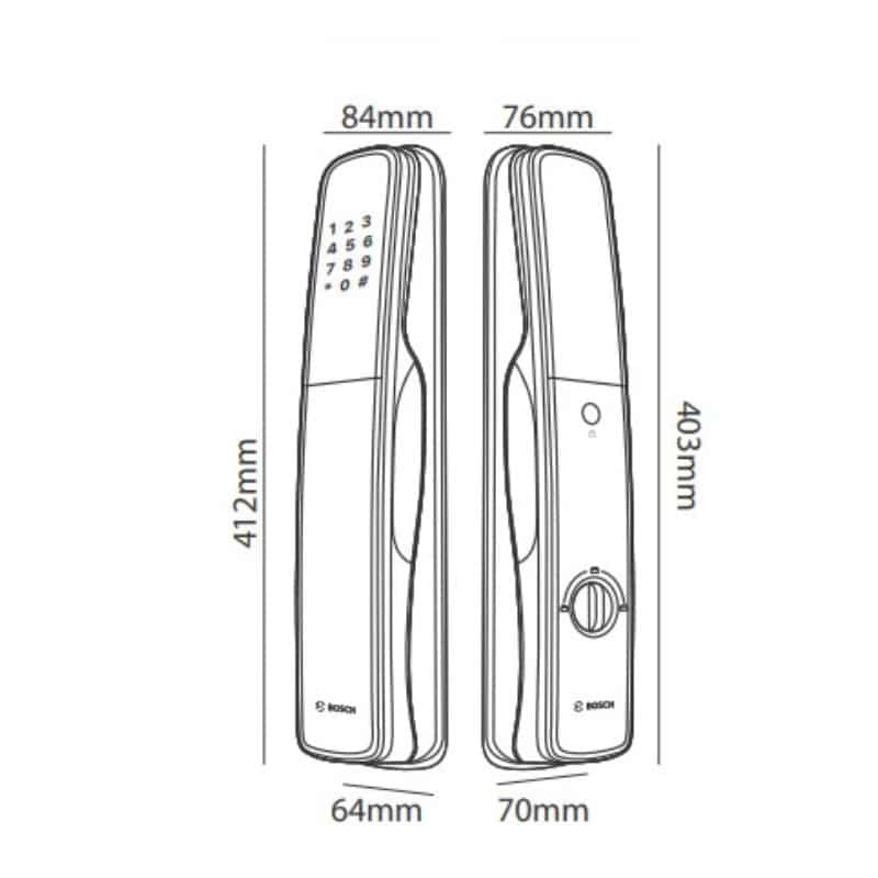 Khóa cửa thông minh Bosch EL800X EU Gray 5 Kích thước khóa cửa thông minh Bosch EL800X EU Gray