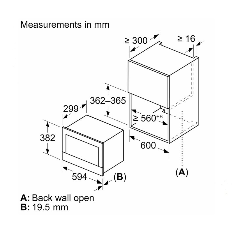 Lò vi sóng Bosch BER7321B1 lắp âm 4 Kích thước lò vi sóng Bosch BER7321B1 lắp âm