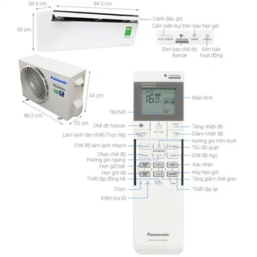 Kích thước máy lạnh Panasonic Inverter 1 Hp CU/CS-VU9UKH-8