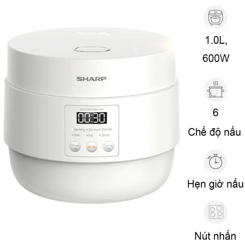 Nồi cơm điện tử Sharp KS-COM100DV-WH 3 Nồi cơm điện tử Sharp KS-COM100DV-WH