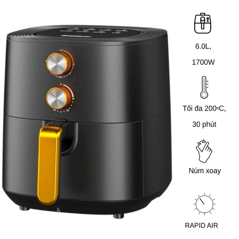 Nồi chiên không dầu Gaabor GA-M6A 6.0 Lít 2 Nồi chiên không dầu Gaabor GA-M6A 6.0 Lít