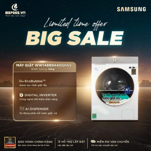 Big sale Máy Giặt Samsung Inverter 14 kg WW14BB944DGHSV cửa trước