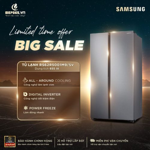 Big sale Tủ Lạnh 2 cánh side by side Inverter 680 Lít Samsung RS62R5001M9/SV