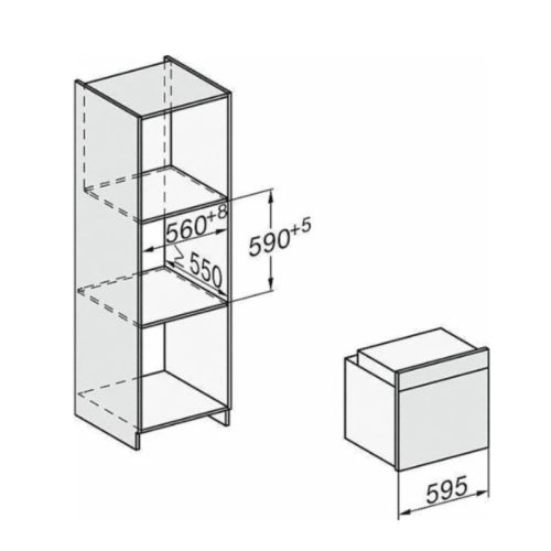 Kích thước lò nướng âm tủ Miele H 7264 B OBSW