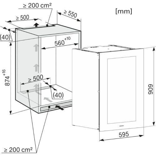Kích thước tủ rượu Miele KWT 6422 iG-1 OBSW