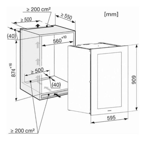 Kích thước tủ rượu Miele KWT 6422 iG OBSW