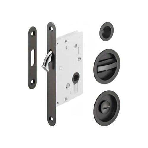 Khóa cửa trượt WC tay nắm âm Hafele 911.27.503 màu xám đen